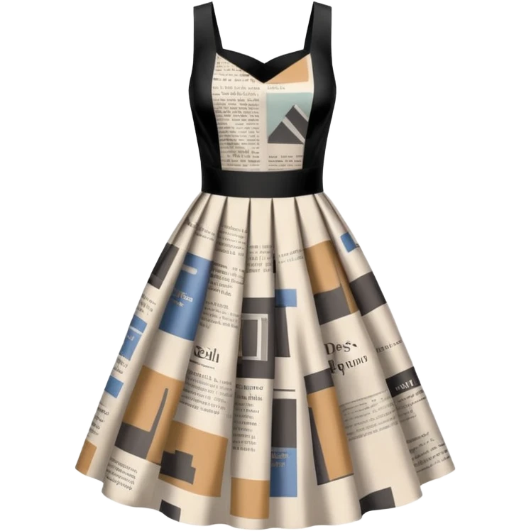 newspaper-print silk dress emoji