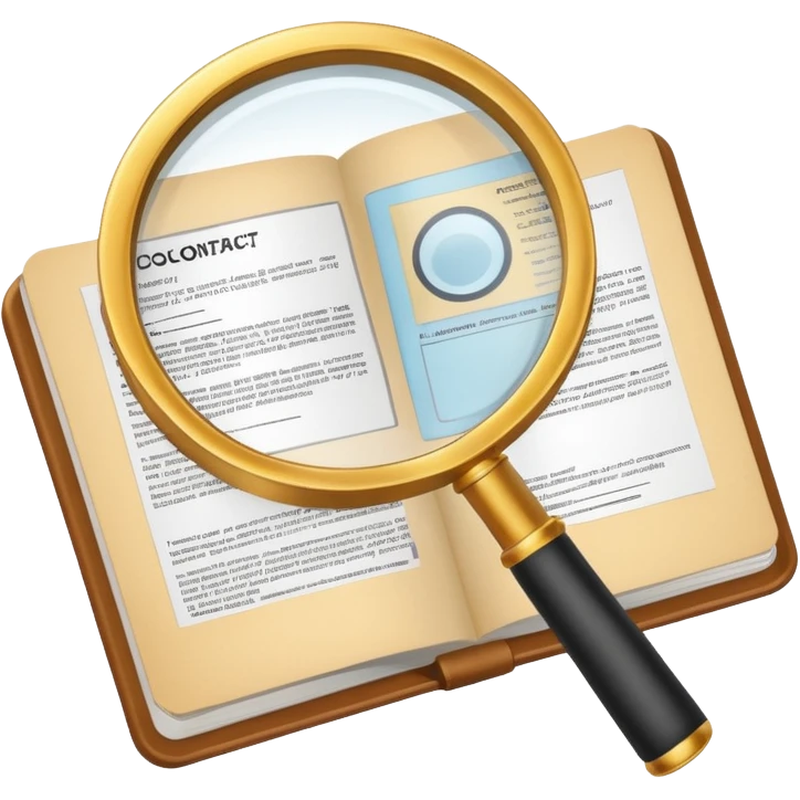 create a realistic emoji showing a logistic contract with a magnifying glass emoji