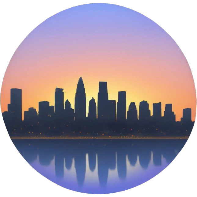 City skyline with sunset  emoji