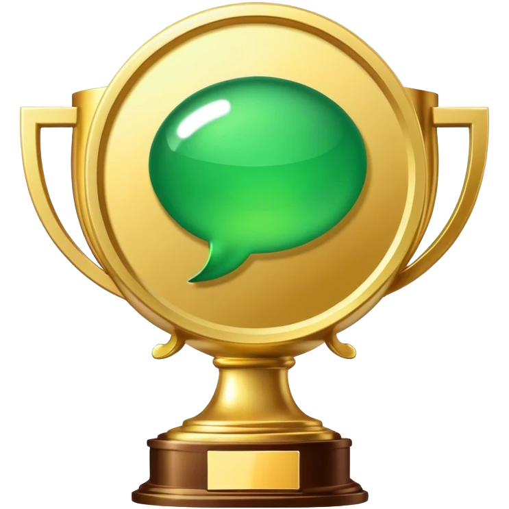 World record trophy that has a green text  bubble message  icon emoji  emoji