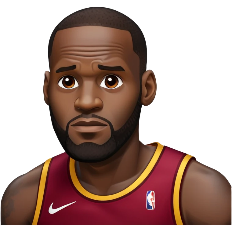 Lebron James with a straight face emoji