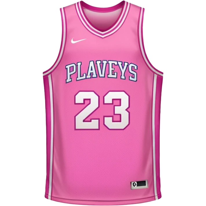 pink basketball jersey with the text PLAVLEYS 23 and a pattern emoji