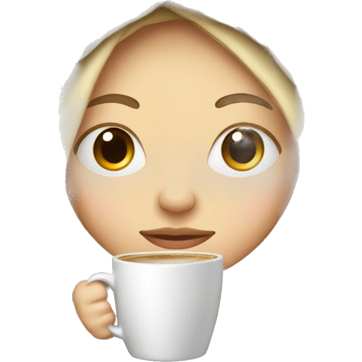 white skinned girl inside a blanket sipping coffee eyes closed emoji