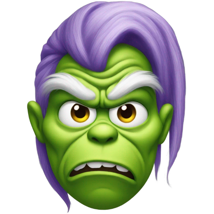 Purple grinch frowning  emoji