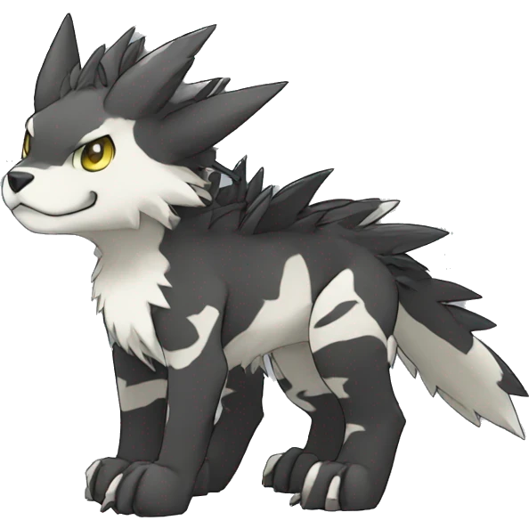cute cool edgy Digimon-Fakemon-animal with cool markings full body emoji