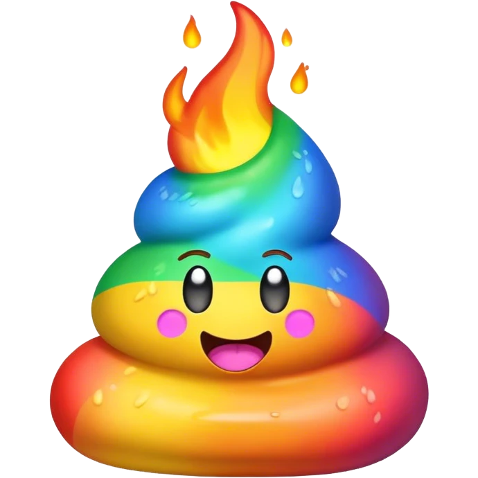 flaming rainbow poop emoji