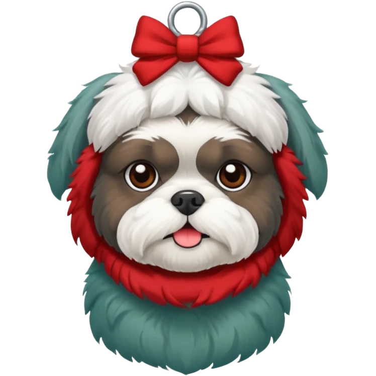 Small all OVER dark grey shih tzu CHRISTMAS emoji