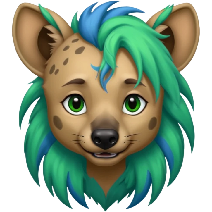 hyena withlongblue and green hair emoji