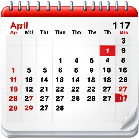 calendar 17 of April emoji