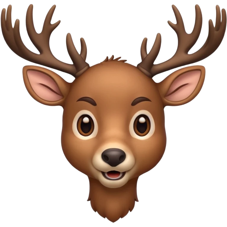 The Deer is an incredibly large and tall creature resembling a deer with an unnaturally large head, twitching ears, an outstretched jaw, and cartoonish large eyes emoji