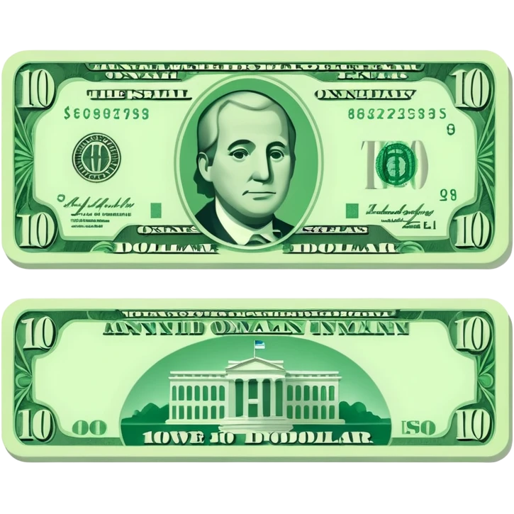 one 10 dollar bill flat ios emoji style version emoji