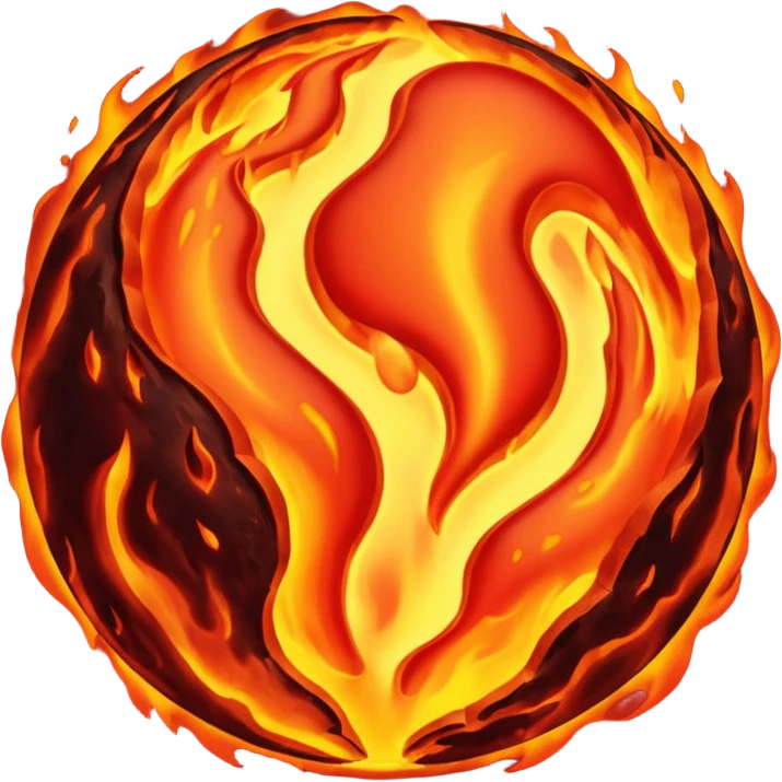 planet, surface covered with lava fire emoji