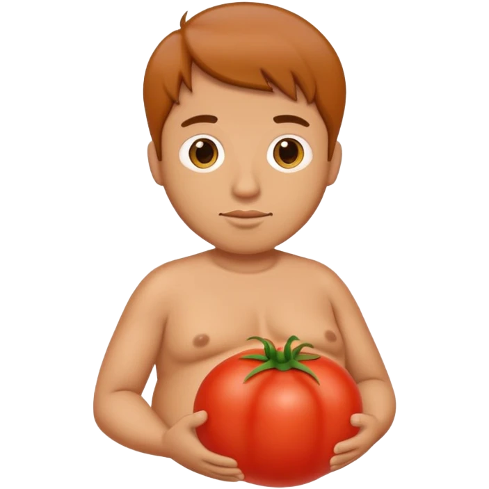 pregnant man with tomato belly emoji
