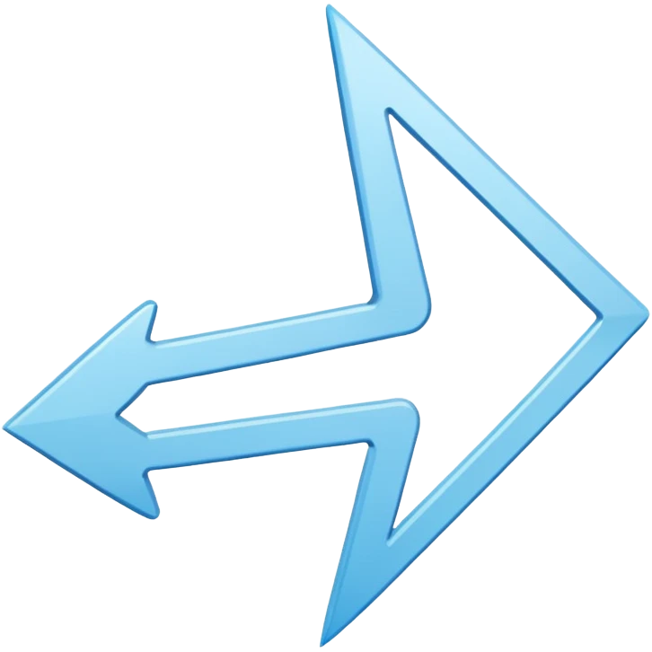 Extremely simplistic white arrow with light blue outline pointing. make the point only on one side emoji