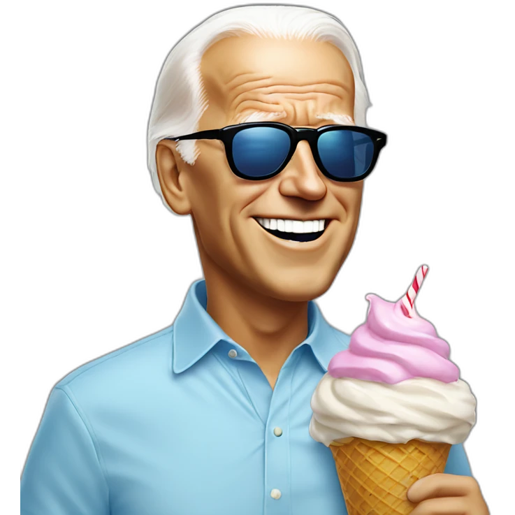 Joe Biden eating ice cream in sunglasses emoji