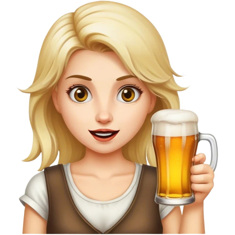 crazy girl with beer in hand emoji
