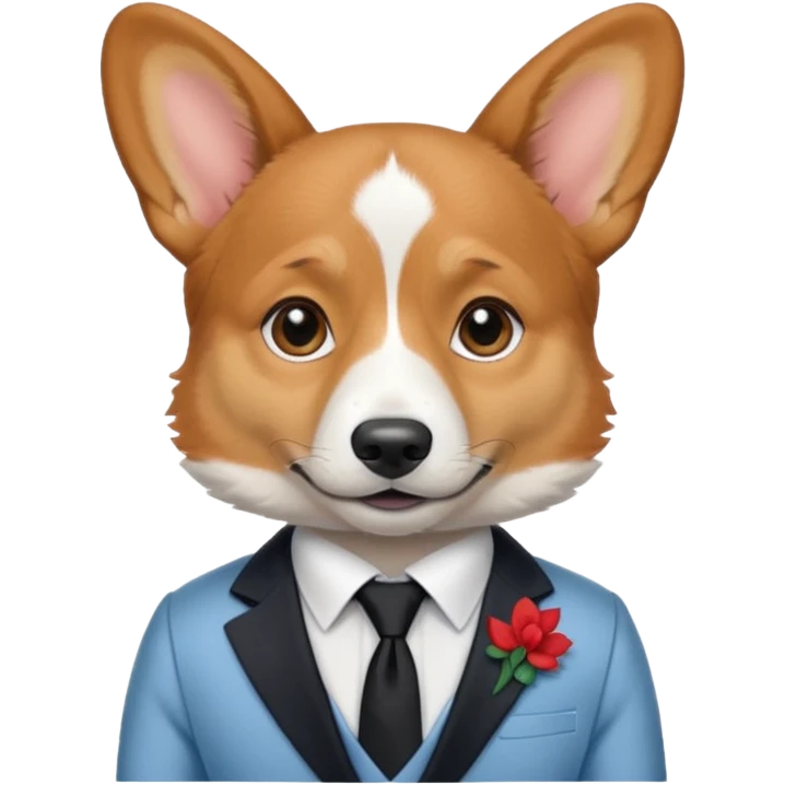 perrita caricatura gorgi gales ejecutiva con ropa celeste claro y corbata negra  emoji