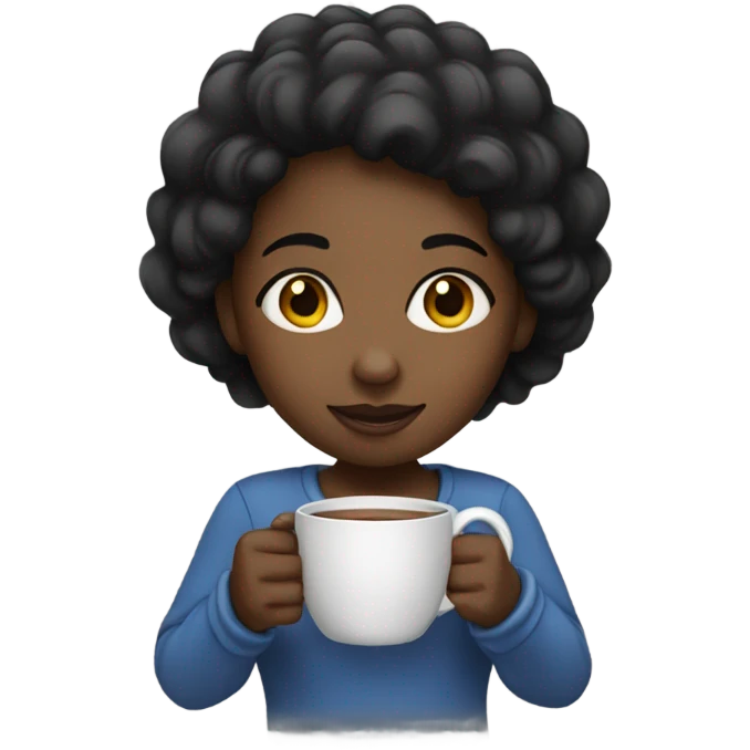 Black girl with mug emoji
