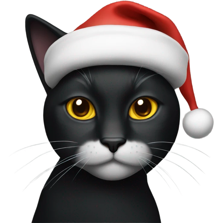 Black cat wearing a santa hat emoji