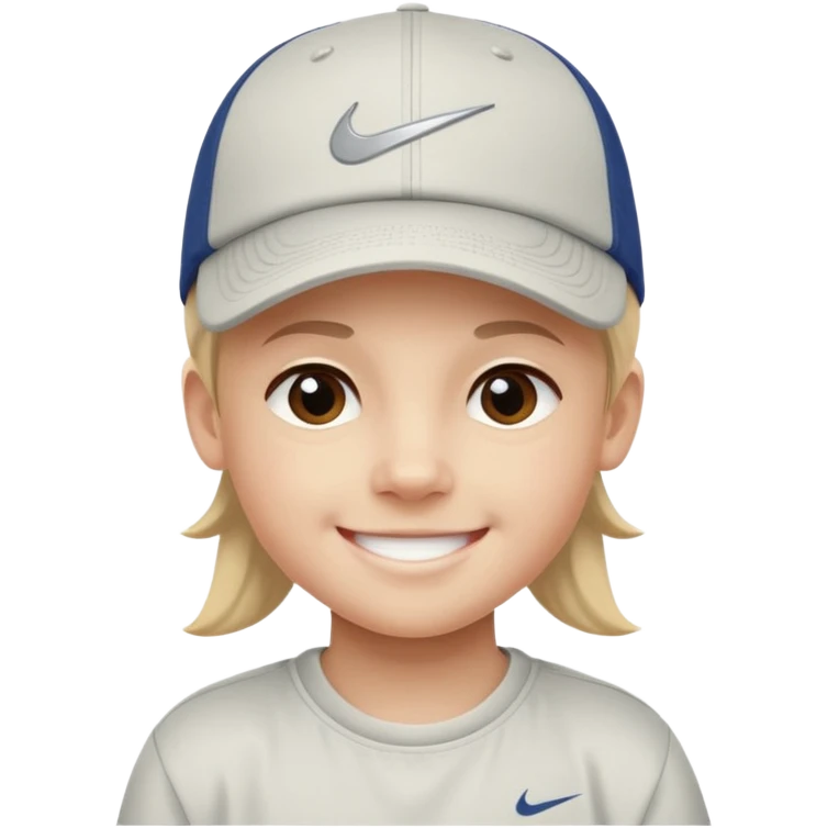 Quiero un emojis con una cara de niño con uno gorra de lado de Nike y sonriendo como los emojis de iPhone  emoji
