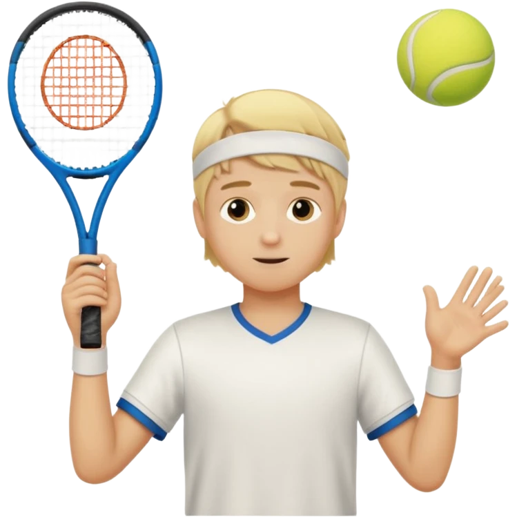 Chico  rubio bajo el sol jugando tenis emoji