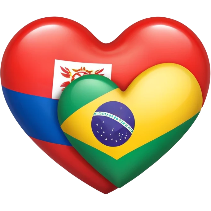 a heart with two flags inside: Brazil and Russia emoji
