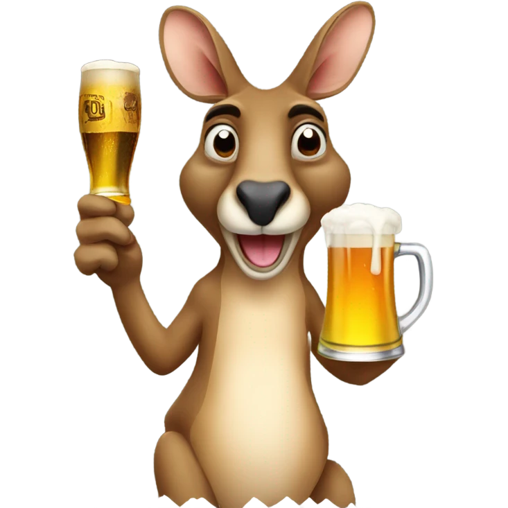 Kangaroo with a beer in his hand emoji