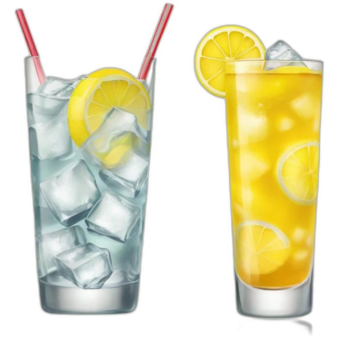 cocktail and a piece of lemon in highball glass with ice  emoji