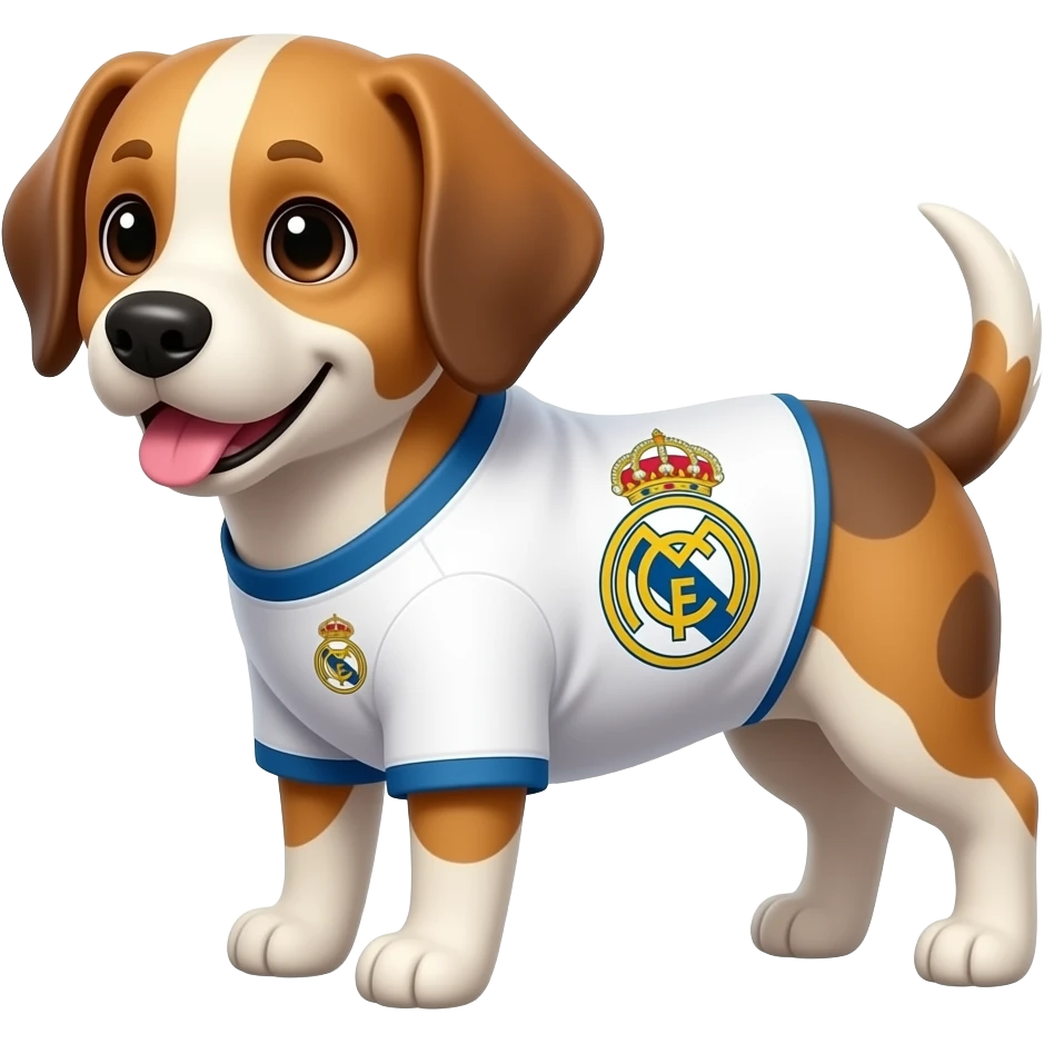 un perro con la camisa del real madrid emoji