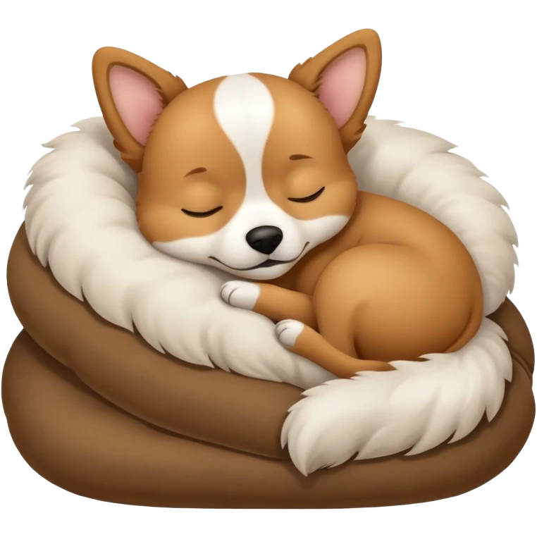 dog sleeping on brown pillow emoji