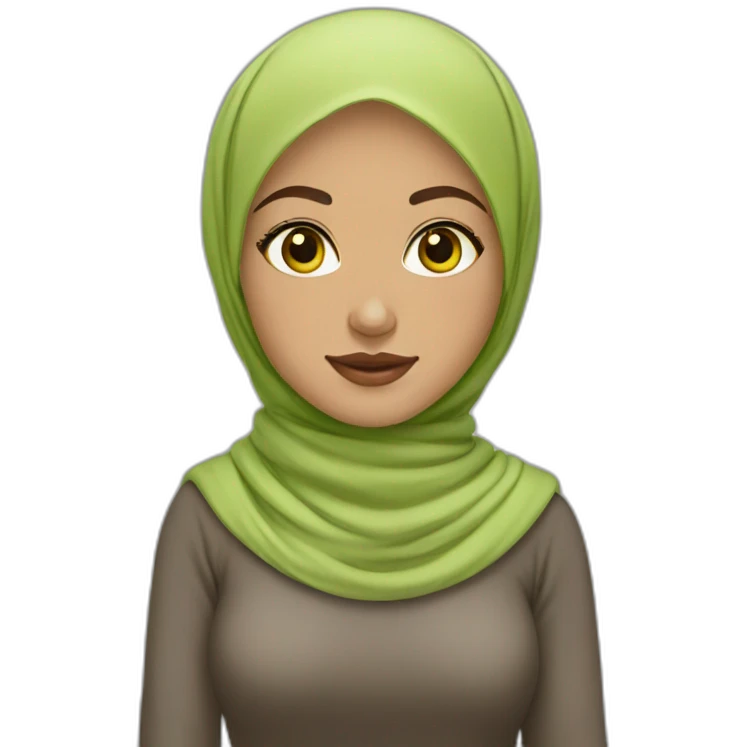 Hijabi light skin with green, yellow brown eyes & married emoji