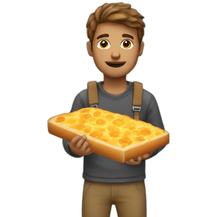 Guy with bread and cheese balls and gutter emoji
