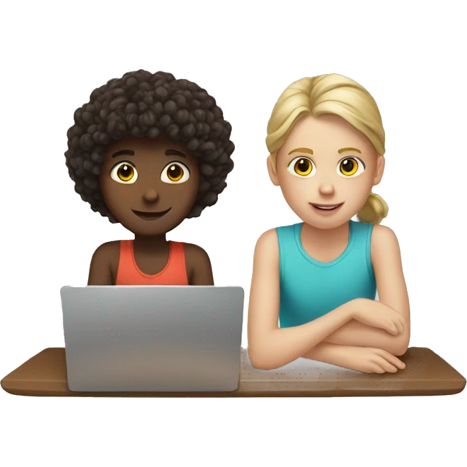 white boy and girl behind laptop emoji