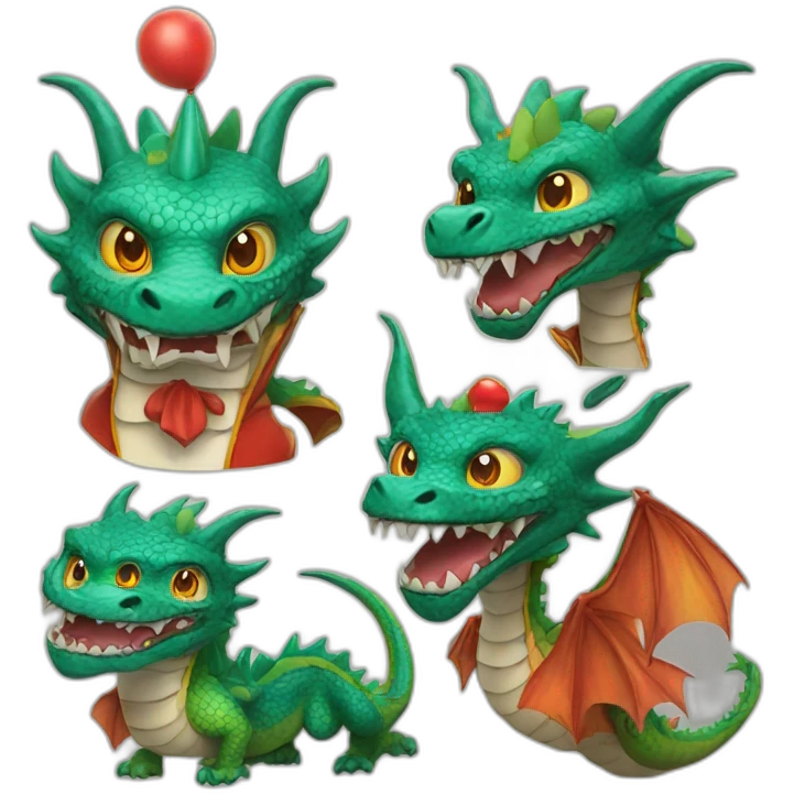 Dragons and clowns emoji