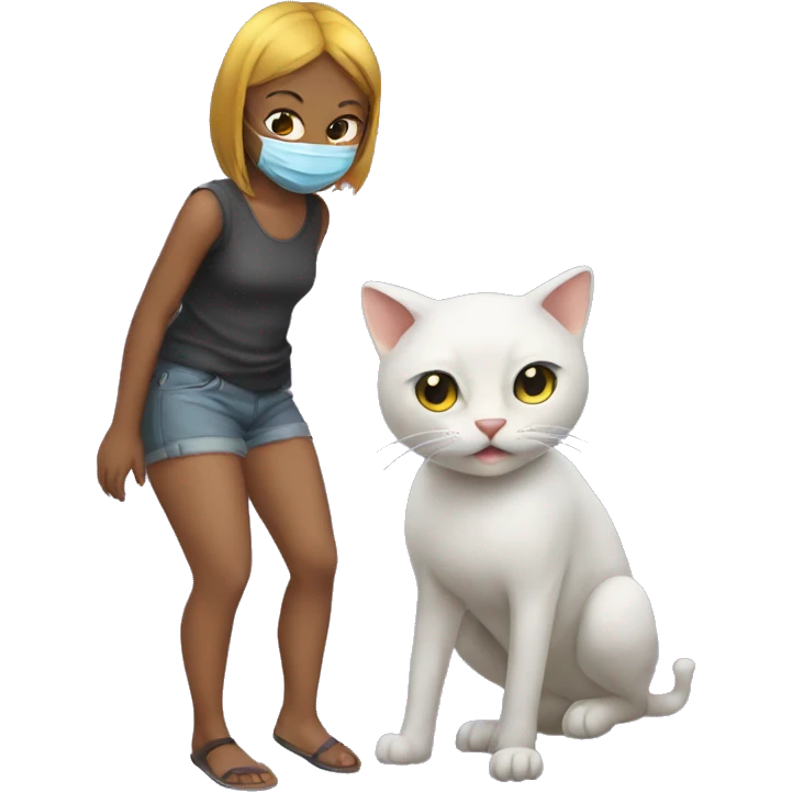 Girl with cat mask on all fours emoji