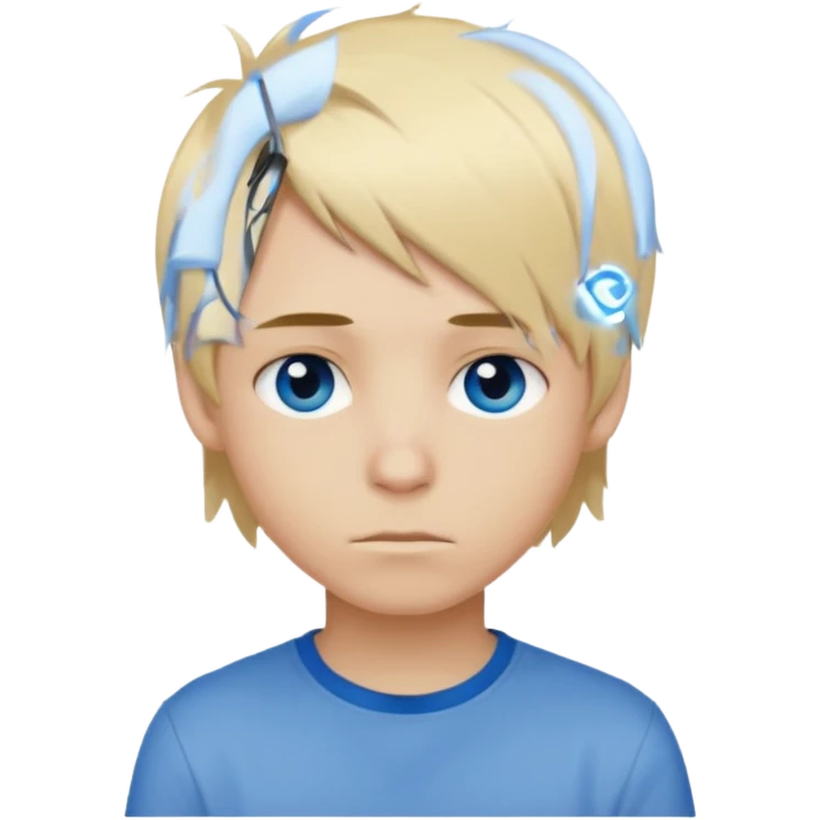 boy with blonde hair emo, and beige shirt, and blue eyes emoji