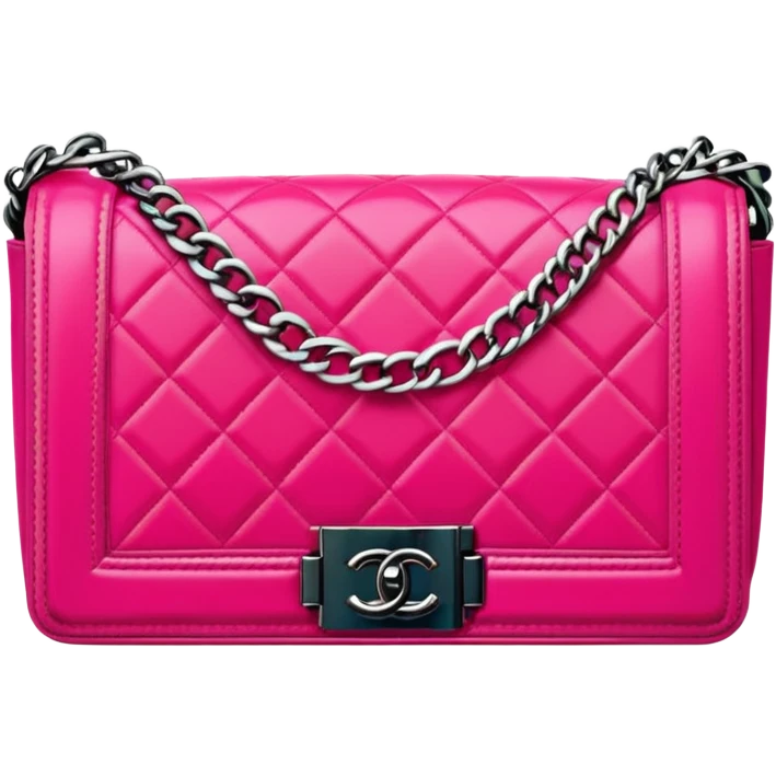 bright pink chanel le boy bag emoji
