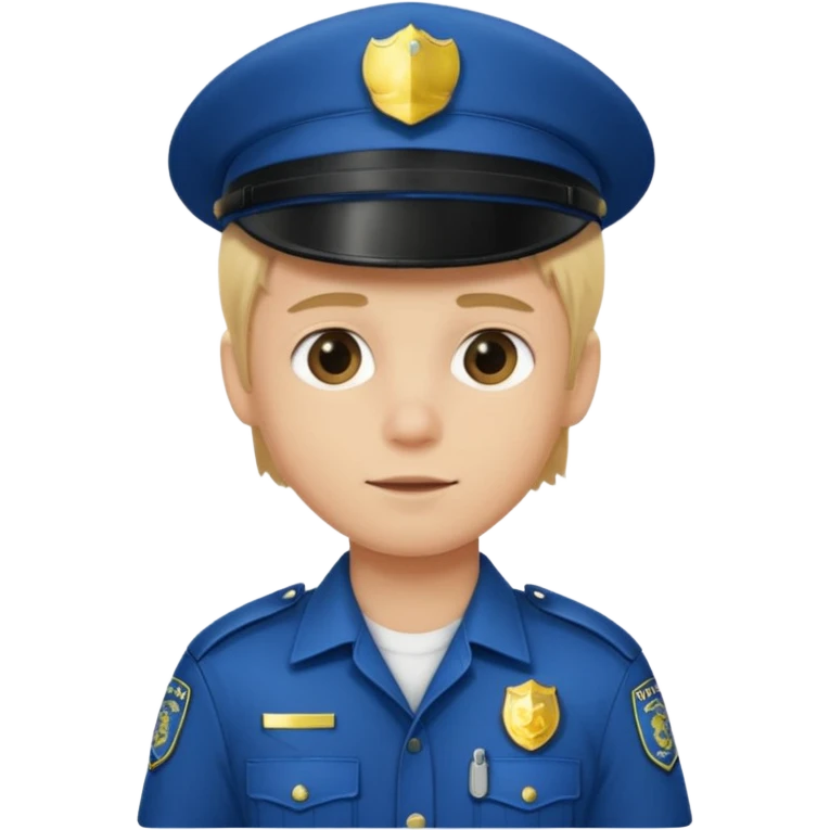 Garoto loiro fofo e cabelo comprido usando roupa de policial  emoji