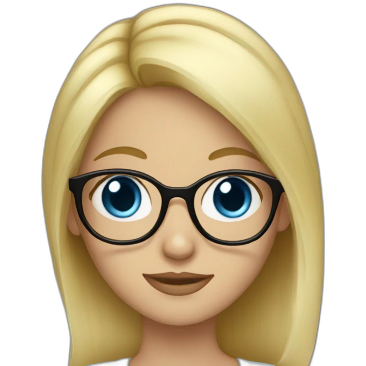 blonde hair blue eyed girl with glasses emoji