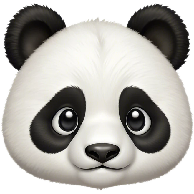 Cinematic Cute Panda Portrait Emoji, Head tilted playfully and inquisitively, featuring a fluffy, contrasting Fur of black and white with a charming expression and round, sparkling eyes filled with curiosity, Simplified yet irresistibly adorable features, highly detailed, glowing with a warm, friendly glow, high shine, affectionate and playful, stylized with a touch of bamboo whimsy, bright and endearing, soft glowing outline, capturing the essence of a mischievous yet loving panda, so playful it feels like it could roll out of the screen and into your arms! emoji