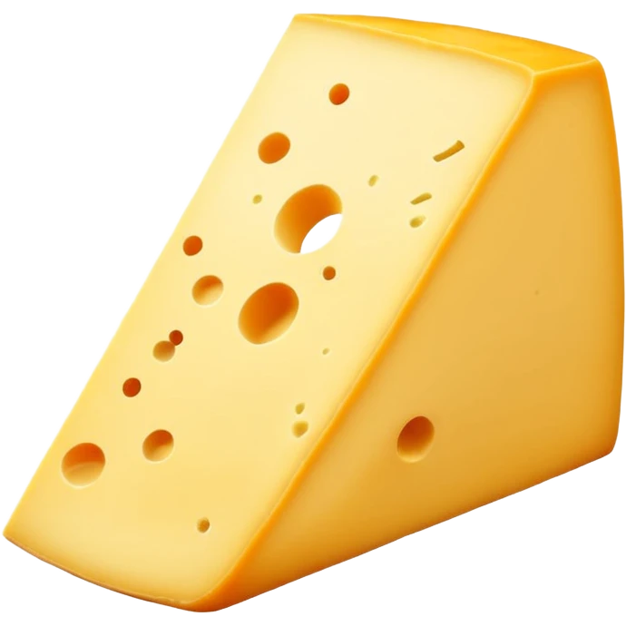 A wedge of yellow cheese with a single round hole and a thin cut slice leaning forward. emoji