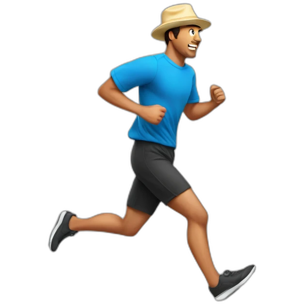 guy running with a backward hat on emoji