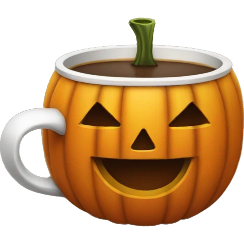 Pumpkin head drinking coffee emoji