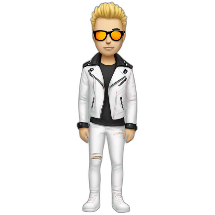 Punk male-with white leather jacket-mirror glasses emoji