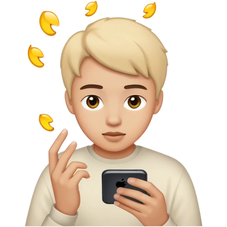 young person scrolling on the Iphone emoji