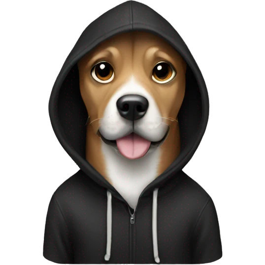 Dog in black hoodie emoji