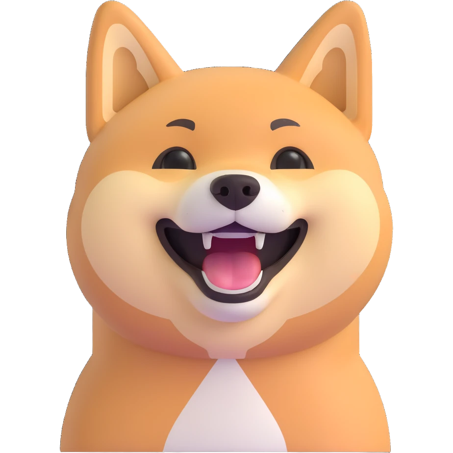shiba inu, laughing emoji