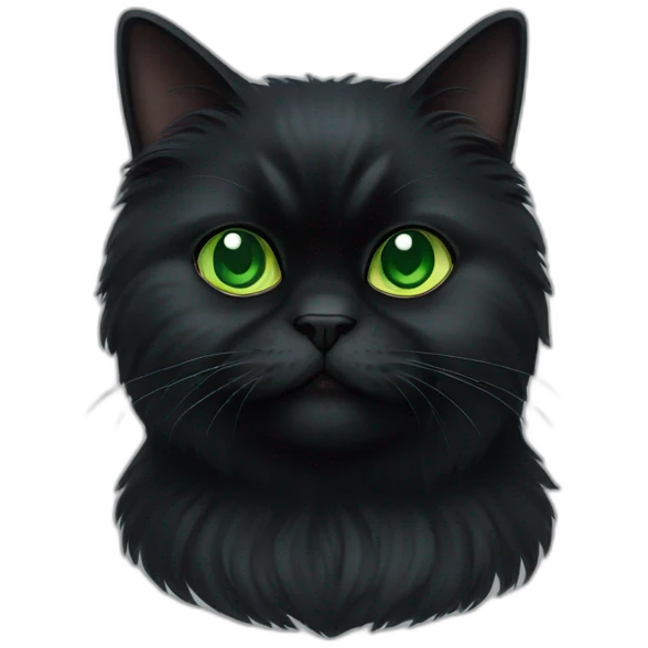black persian cat with green eyes emoji