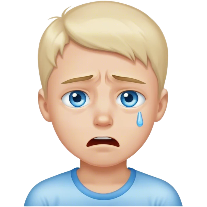 portrait of a blue eyed boy crying emoji