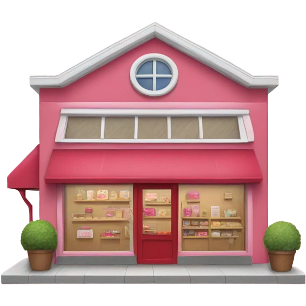Grandma's store building with red and pink elements colors emoji